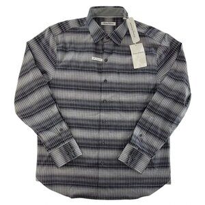 Tommy Bahama Men's Big & Tall 2XB Fog Grey Lazlo Ombre Stripe Silk Blend Shirt